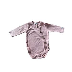 Rabbit & Bear Ribbed Wrap Bodysuit Size 6–9M Blush Pink